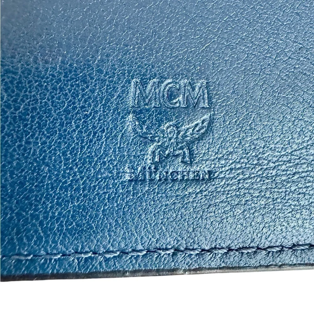 MCM Blue Embossed Bifold Long Wallet